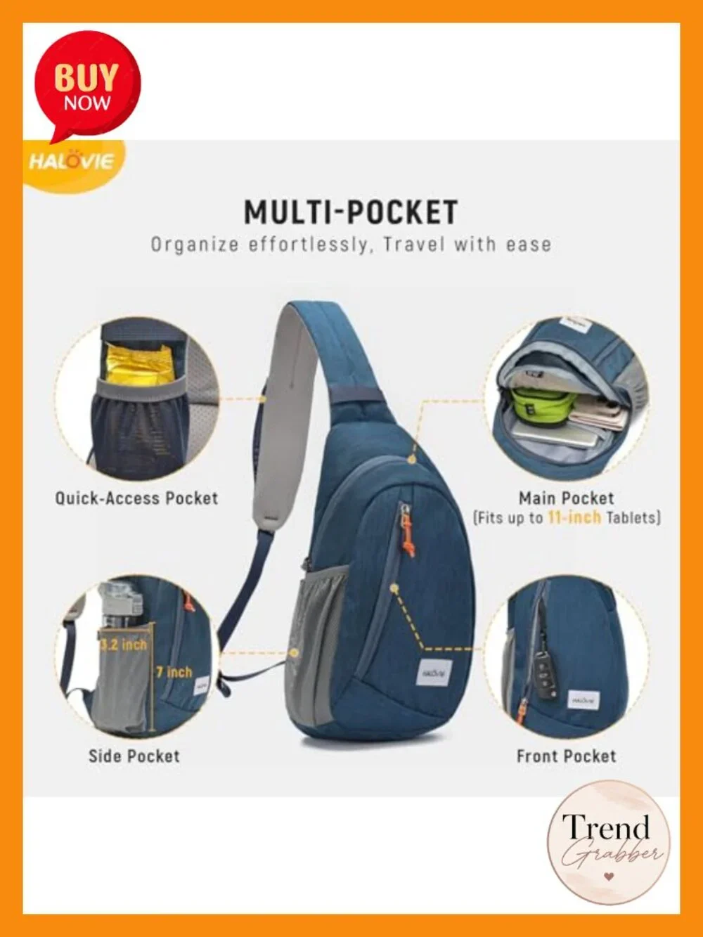 Anti Theft Crossbody Sling Bag RFID Travel Lightweight Hiking Shoulder Chest Bag